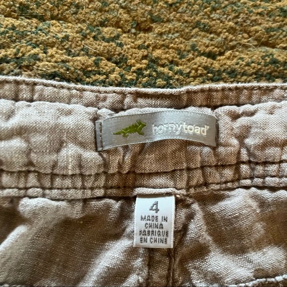 Horny Toad Linen Shorts 4 Light Brown Drawstring Fun Pockets & adjustable tabs - Picture 2 of 9